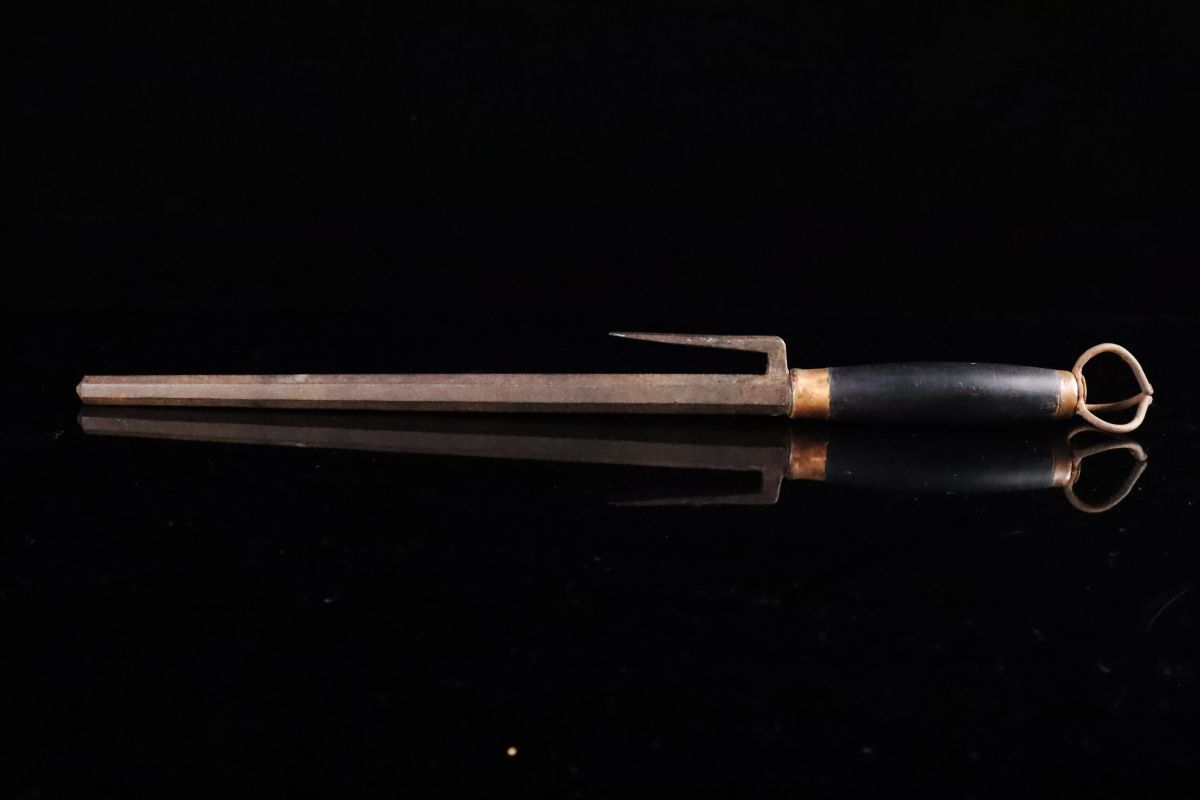 江戸期 時代本歌 鉄地 六角型 十手 40㎝ 刀装具 時代武具[51167qq]_画像3