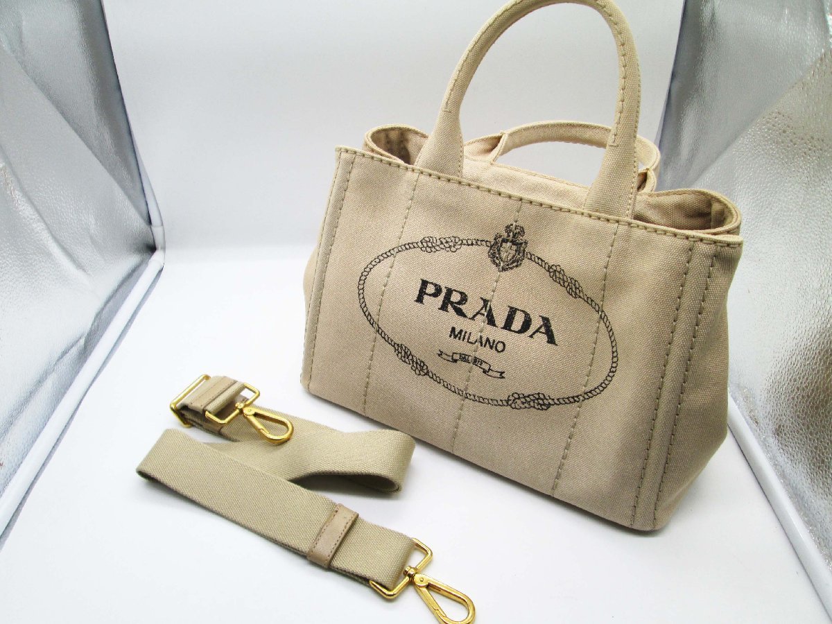 ■【美品】PRADA プラダ カナバ 2WAY トートバッグ1BG439 ベージュ■/A_画像1