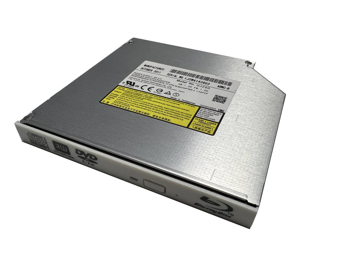 複数在庫 中古品 動作品 Panasonic UJ260 内蔵型/12.7mm/Blu-rayドライブ/ブルーレイドライブ/BD SATA 平面 白い ホワイト ベゼル付き_画像1