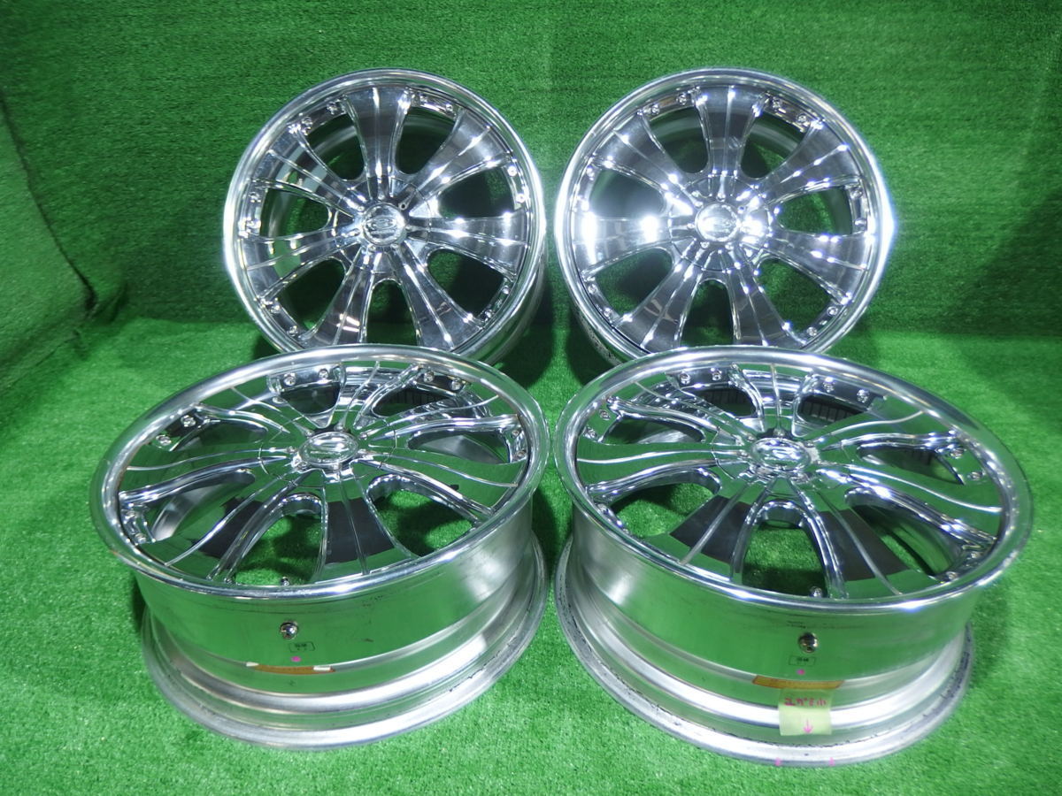 中古 18インチ 18×7.5J 4穴5穴マルチ ウェッヅ ベローナ WLS 社外 アルミホイール 4本セット メッキ エスティマ ノア ヴォクシーなど_画像1