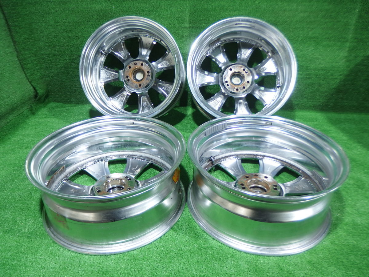 中古 18インチ 18×7.5J 4穴5穴マルチ ウェッヅ ベローナ WLS 社外 アルミホイール 4本セット メッキ エスティマ ノア ヴォクシーなど_画像2