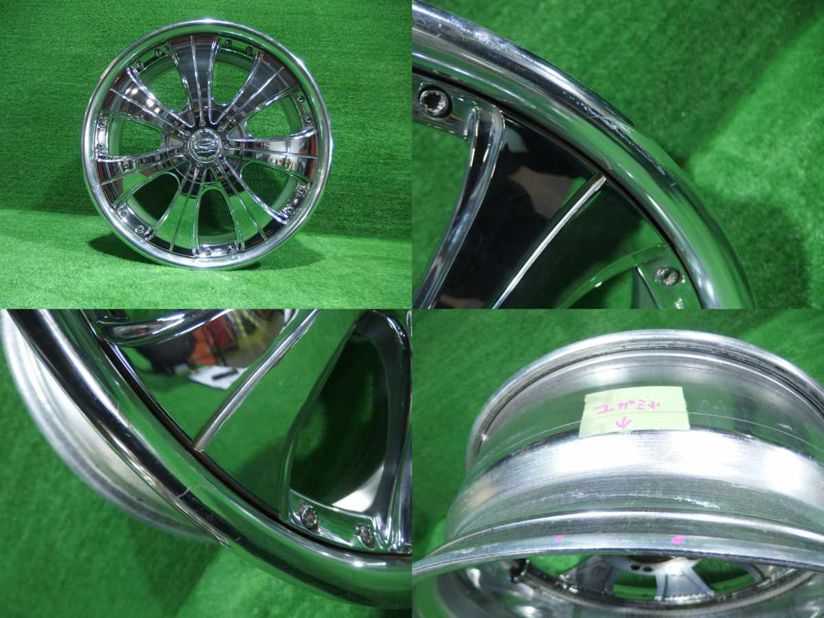 中古 18インチ 18×7.5J 4穴5穴マルチ ウェッヅ ベローナ WLS 社外 アルミホイール 4本セット メッキ エスティマ ノア ヴォクシーなど_画像7