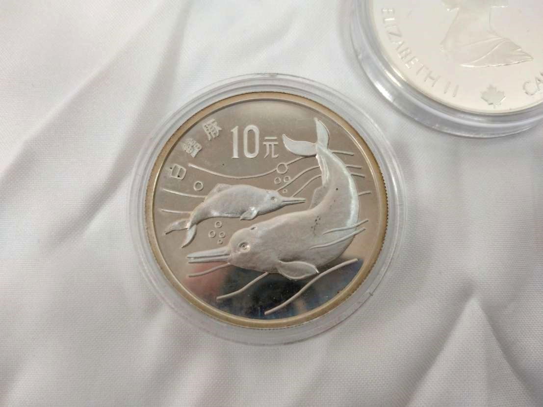 #6280 オリンピック プルーフ銀貨 中華人民共和国 10元銀貨 朱鷺 白海豚 鹿 イルカ 計5枚_画像3