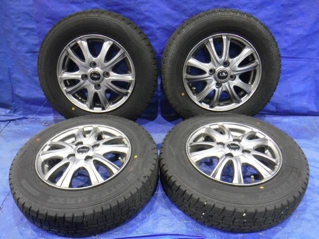 【宮城 塩釜発】中古 タイヤ・アルミホイールセット 4本 社外品 145/80R13 4J PCD100 オフセット+43 WINTERMAXX WM02 ※個人宛発送不可_画像1