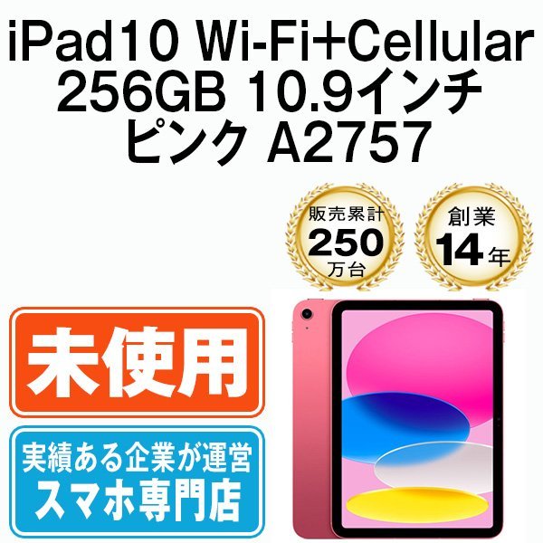 新品 iPad10 256GB 10.9インチ ピンク A2757 Wi-Fi+Cellular 10.9インチ 第10世代 2022年 本体 未開封 SIMフリー