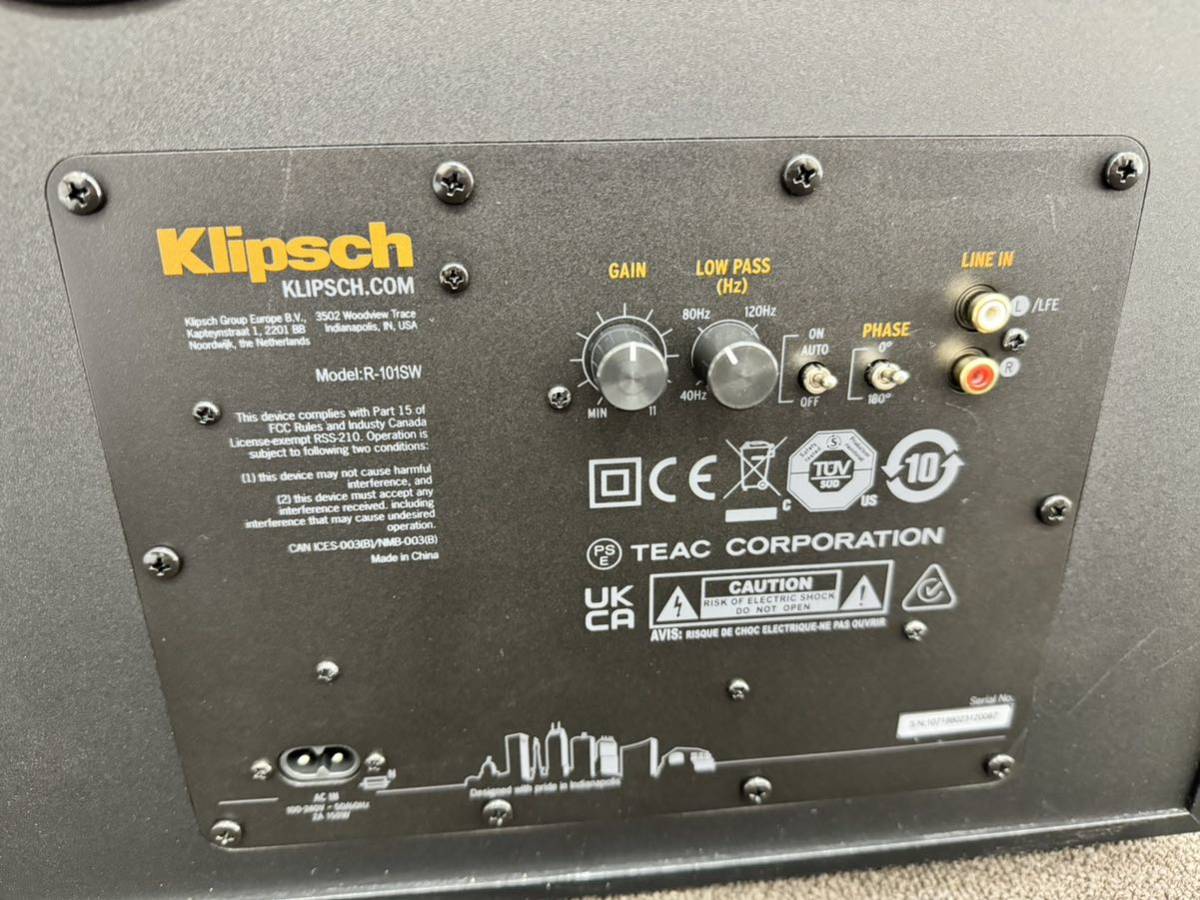 美品 Klipsch クリプシュ サブウーファー R-101SW サブウーハー REFERENCEシリーズ オーディオ機器 スピーカー_画像9