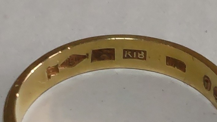 中古 K18 リング 重量約2g 18金 指輪 アクセサリー アンティーク 数字イニシャル刻印有り_画像7