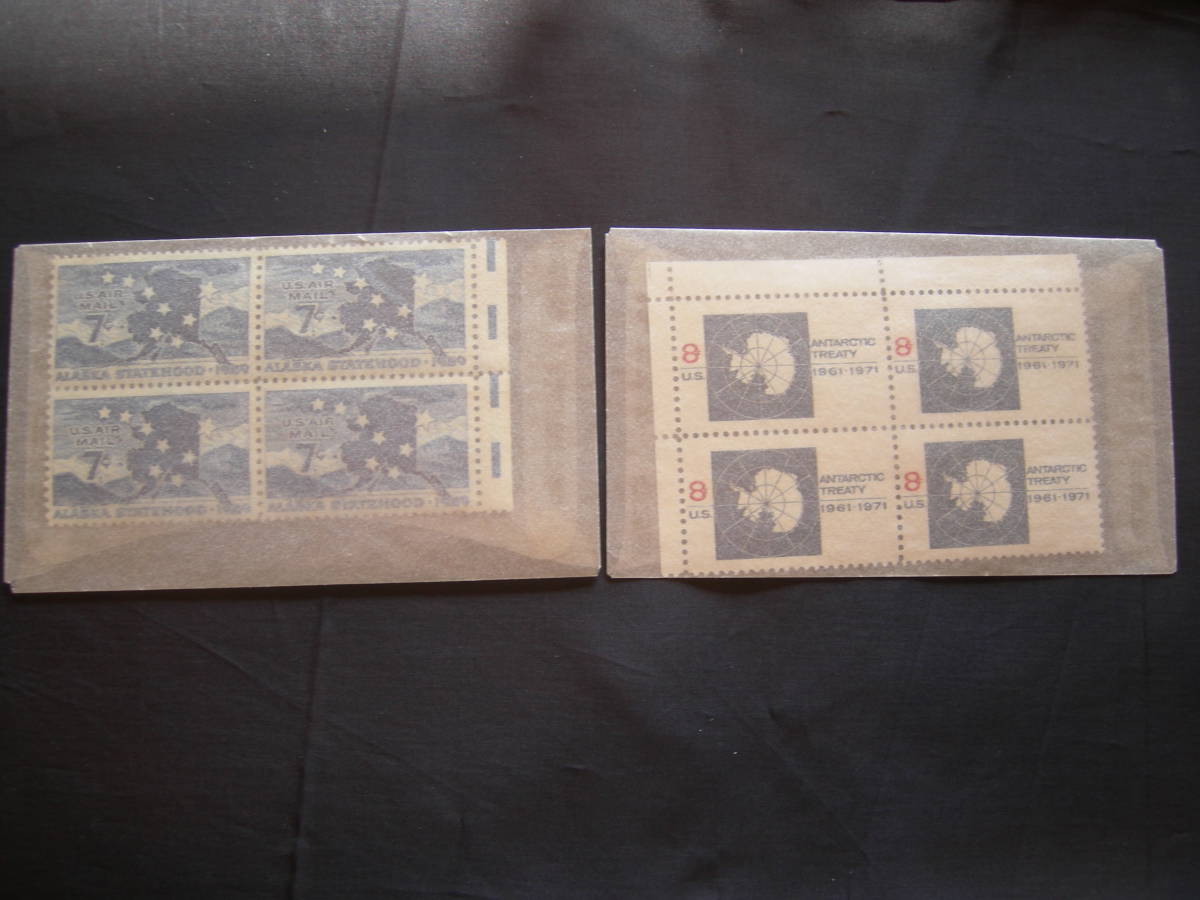 アメリカ　「南極協定＆アラスカ州」　田型切手2種　未使用　　　同梱可_画像1