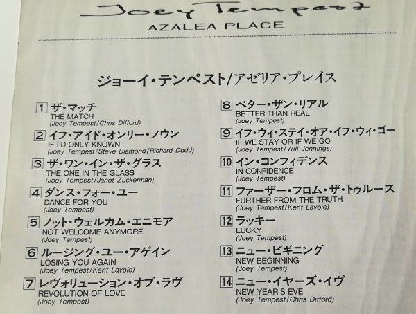 JOEY TEMPEST ジョーイ・テンペスト - AZALEA PLACE アゼリア・プレイス 日本盤 CD 97年盤 日本語解説書あり　　3-0290_画像4