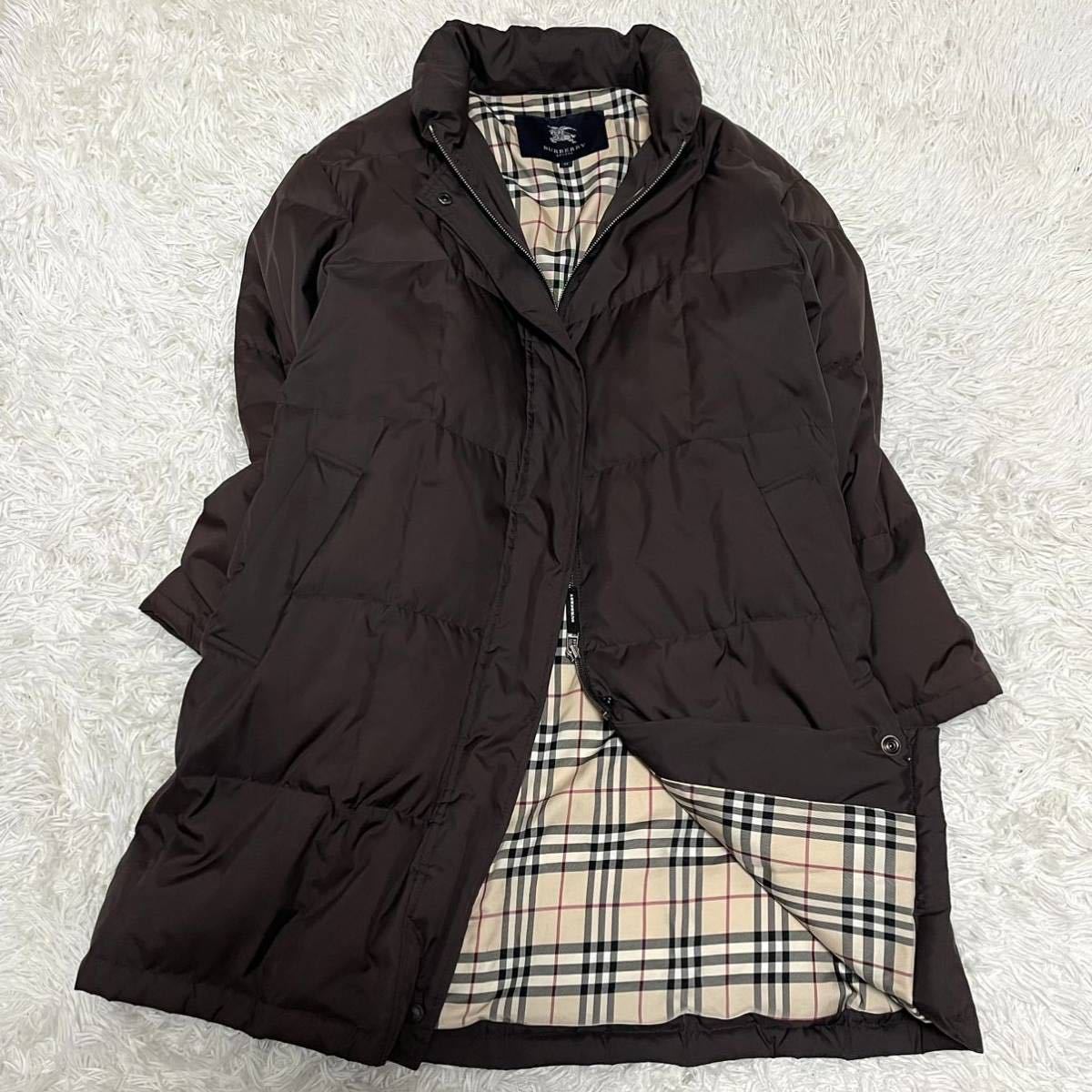 極希少XL相当 【極美品】 BURBERRY LONDON バーバリーロンドン レディース 最高級ダウンコート ジャケット ロング丈 ノバチェック 13号_画像3