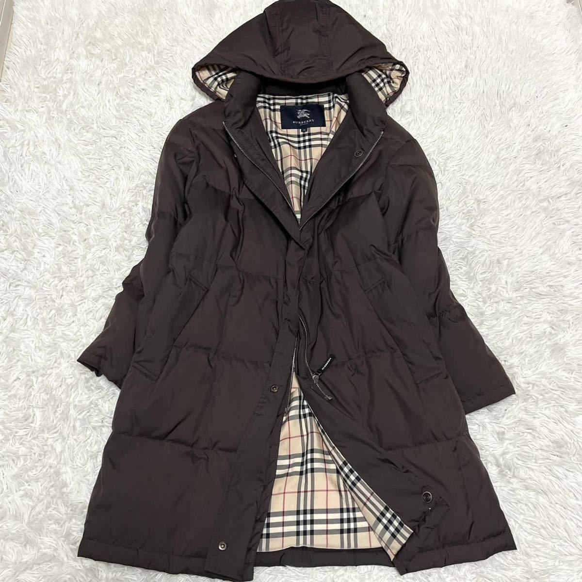 極希少XL相当 【極美品】 BURBERRY LONDON バーバリーロンドン レディース 最高級ダウンコート ジャケット ロング丈 ノバチェック 13号_画像2