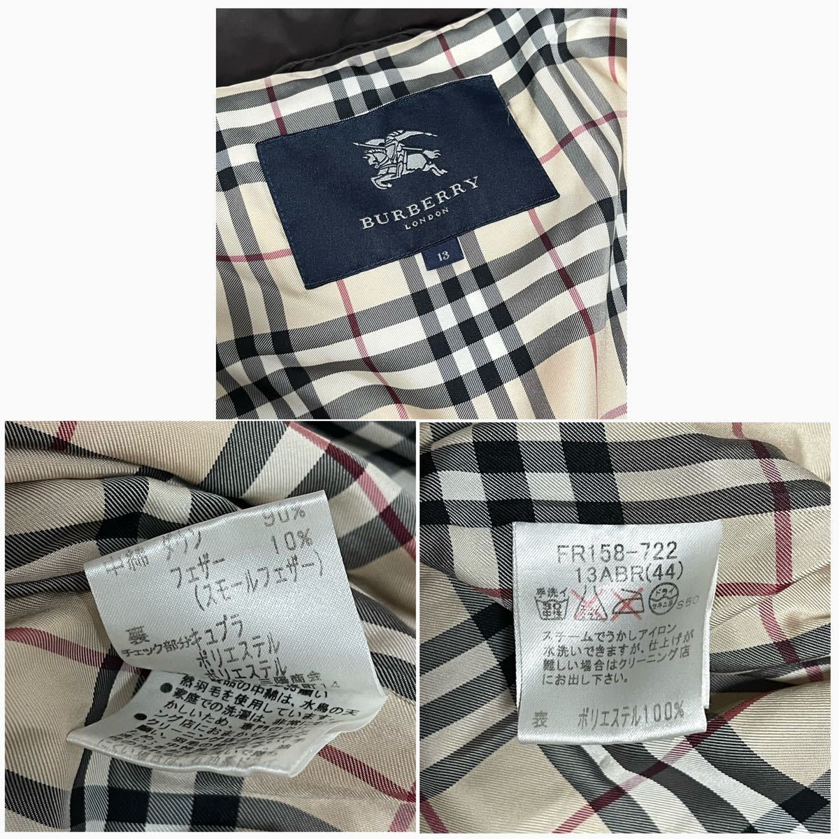 極希少XL相当 【極美品】 BURBERRY LONDON バーバリーロンドン レディース 最高級ダウンコート ジャケット ロング丈 ノバチェック 13号_画像10