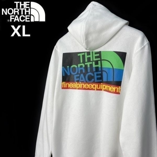 1円～!売切!【正規新品】THE NORTH FACE◆GRAPHIC INJECTION HOODIE GI プルオーバー パーカー US限定 裏起毛 男女兼用(XL)白 181130-30_画像1