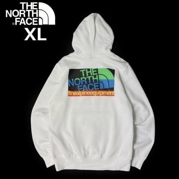 1円～!売切!【正規新品】THE NORTH FACE◆GRAPHIC INJECTION HOODIE GI プルオーバー パーカー US限定 裏起毛 男女兼用(XL)白 181130-30_画像8