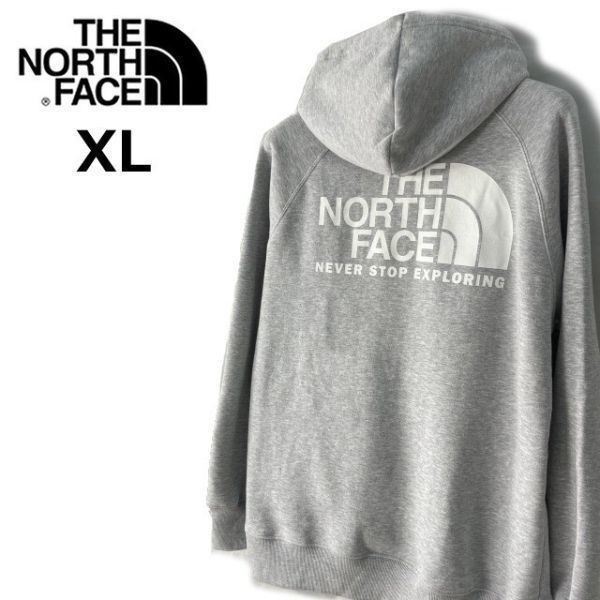 1円～!売切!【正規新品】THE NORTH FACE W THROWBACK HOODIE プルオーバー パーカー US限定 バックプリント 厚手 上質(XL)グレー 181130-28_画像1