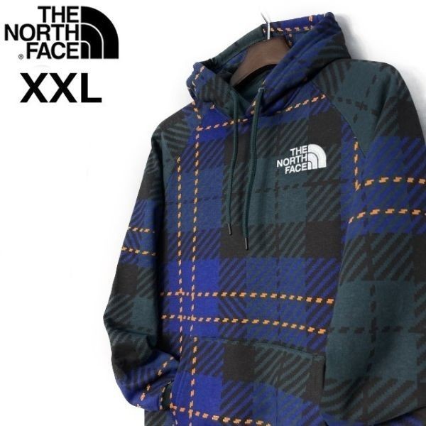 1円～!売切!【正規新品】THE NORTH FACE W HOLIDAY HOODIE パーカー US限定 上質 男女兼用 裏起毛 キャンプ(XXL)青 緑 チェック柄181130-35_画像1