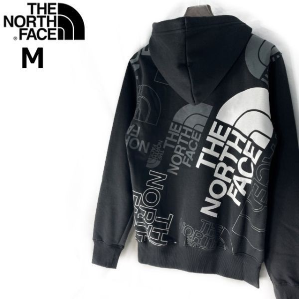 1円～!売切!【正規新品】THE NORTH FACE◆GRAPHIC INJECTION HOODIE パーカー スウェット US限定 バックプリント 裏起毛(M)黒 181130-30_画像1