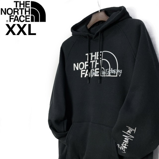 1円～!売切!【正規新品】THE NORTH FACE◆W GRAPHIC INJECTION HOODIE パーカー US限定 メタリックシルバー 男女兼用(XXL)黒 181130-23_画像1