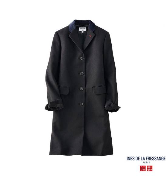 新品・M・ブラック】ユニクロ×イネス フランネルチェスター 新品・M・ブラック】ユニクロ×イネス フランネルチェスター