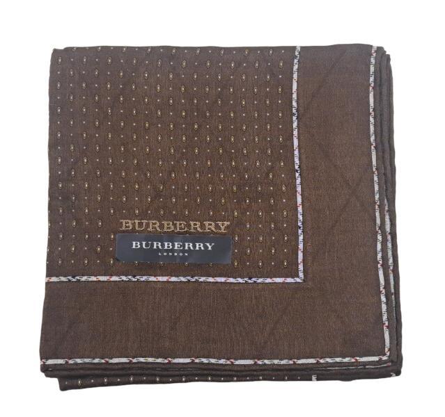 未使用 バーバリー ロンドン スカーフ ドット 綿 100％ ハンカチ ブラウン 茶色　BURBERRY メンズ 【中古】_画像1