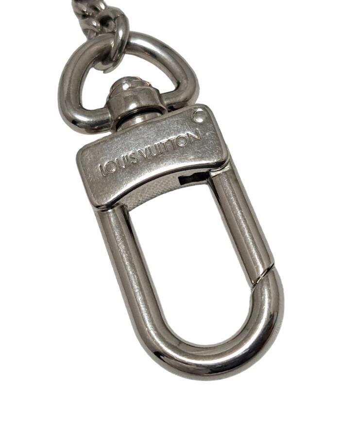  Louis Vuitton shennanokreM58035 key holder key chain key ring long chain silver metallic ru[ used ]