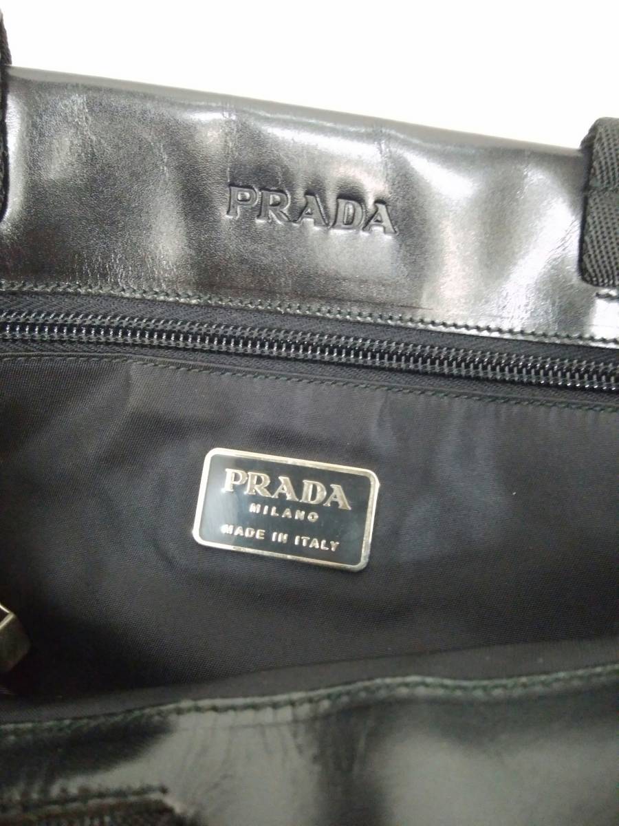 ■PRADA プラダ ナイロン×レザー トートバッグ ビジネスバッグ ブラック バックル付き ハンドバッグ_画像6