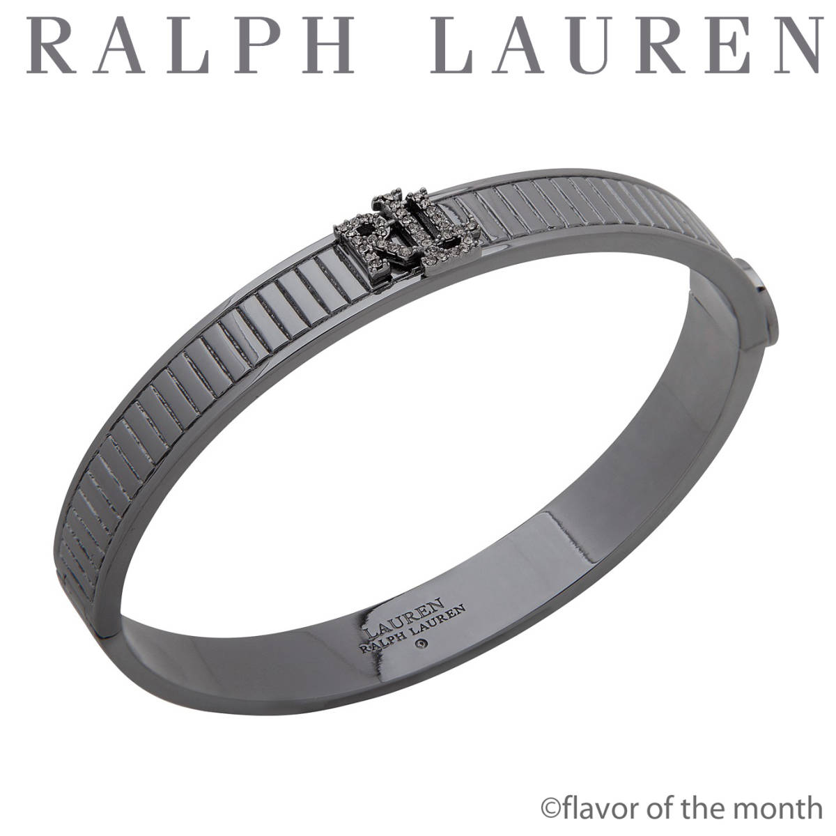 Ralph Lauren ラルフローレン キラリと光るクールなビジューロゴ チタンカラー バングル・ブレスレット