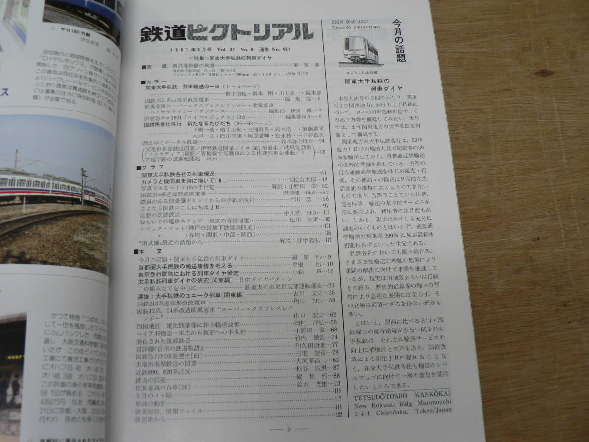 鉄道ピクトリアル 1987年6月 関東大手私鉄の列車ダイヤ/481_画像2
