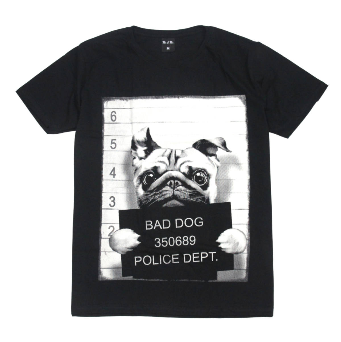 パグ わんちゃん 犬 アニマルプリント カワイイ ストリート系 デザインTシャツ おもしろTシャツ メンズ 半袖★tsr0839-blk-xl_画像1
