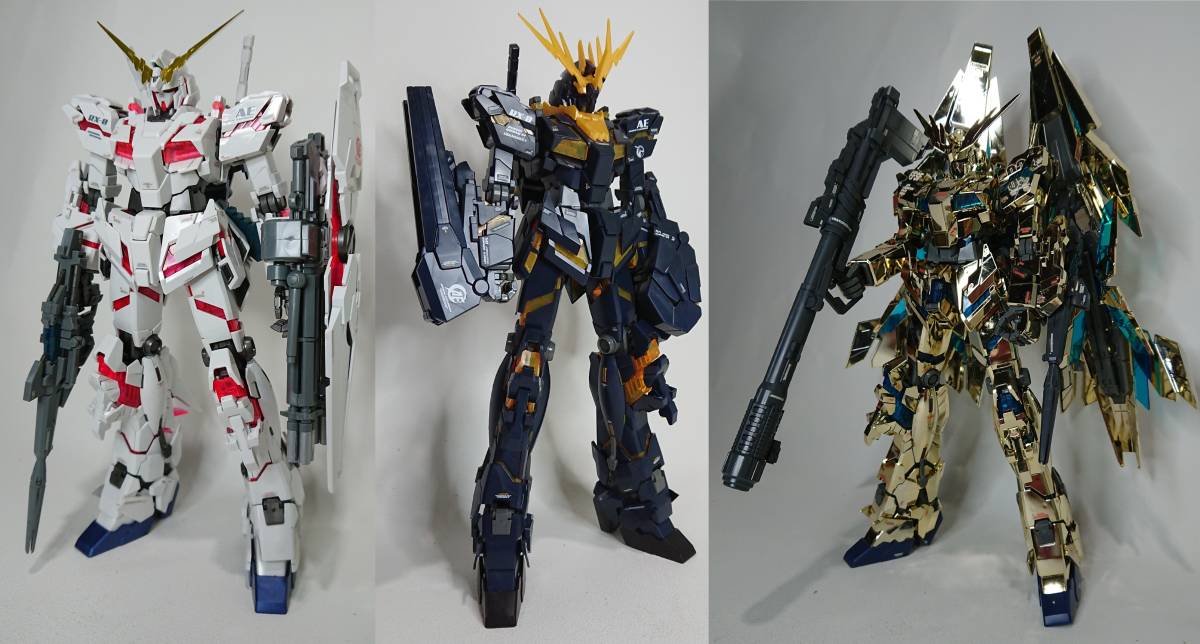 MG 1/100 ユニコーンガンダム、バンシィ、フェネクス ゴールドメッキ 3