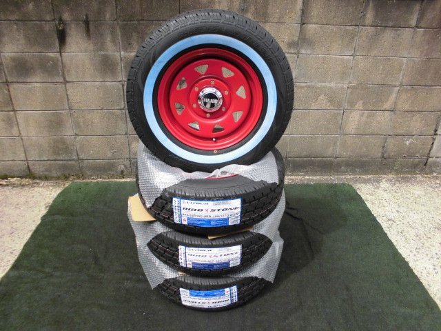 200 series Hiace IRON HEAD red new goods wheel white ribbon tire 4ps.@6H-139.7 15 -inch 215/70R15C 109/107Q 8PR 2021 year Daytona 