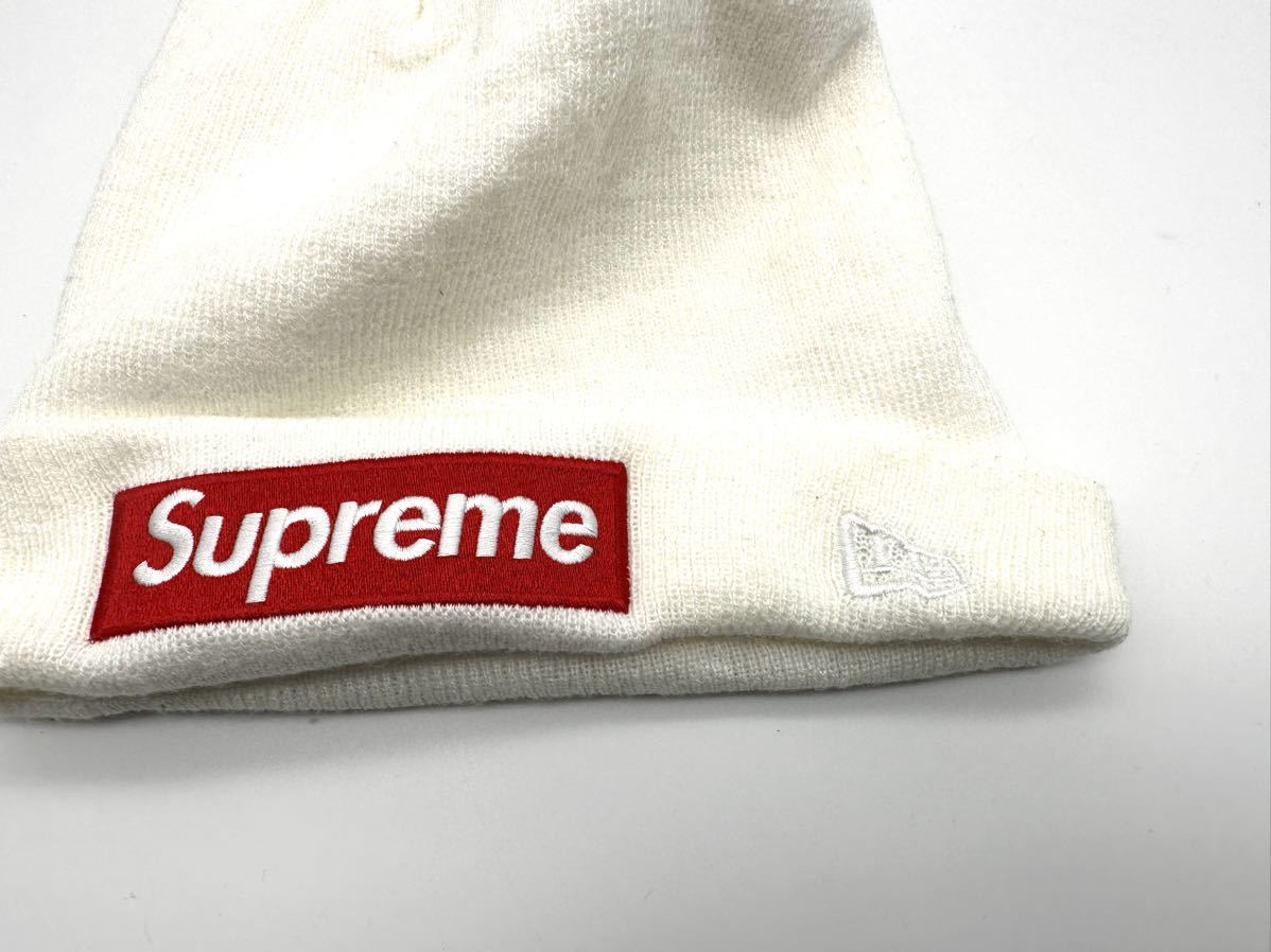 □③Supreme × New Era 16AW シュプリーム ニューエラ ビーニー ニット帽 白 ボックスロゴ ホワイト ニットキャップ 帽子 Beanie Box Logo_画像2