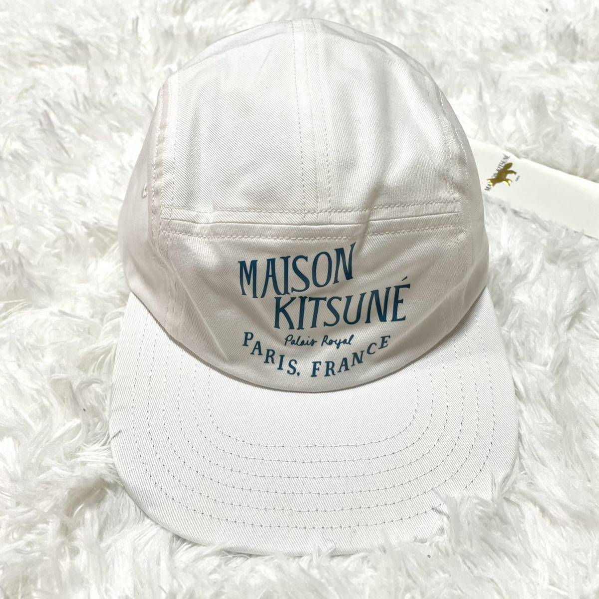 【新品】Maison Kitsun メゾンキツネ ロゴ キャップ 帽子 ホワイト ワンサイズ