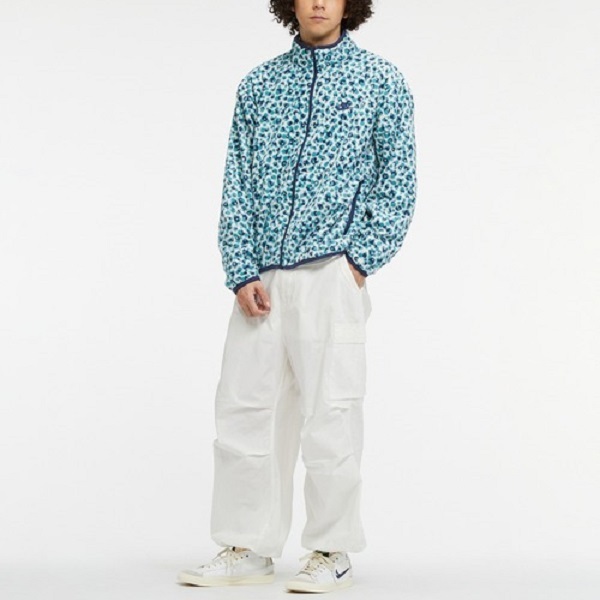 ナイキ クラブ+ PLR ドット ティール フリースジャケット 2XLサイズ 定価9350円 ホワイト/ブルー フルジップ スタンドカラー_出品はジャケットのみです