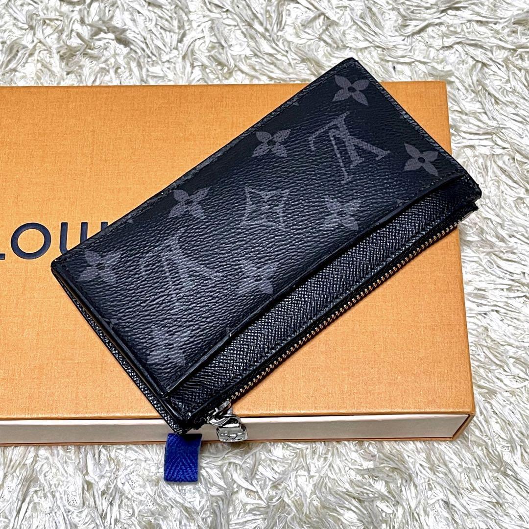 【美品】LOUIS VUITTON ルイヴィトン　コインカードホルダー　フラグメントケース　モノグラム エクリプス　レザー　グレー　黒　ブラック_画像3