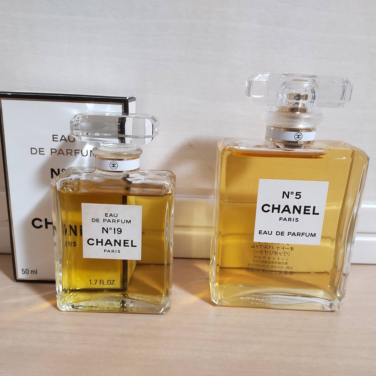 CHANEL シャネル 香水２点まとめ No19 19番 50ml／No5 5番 100ml オードゥパルファム 残量多 ほぼ満量◆18679・18774_画像1