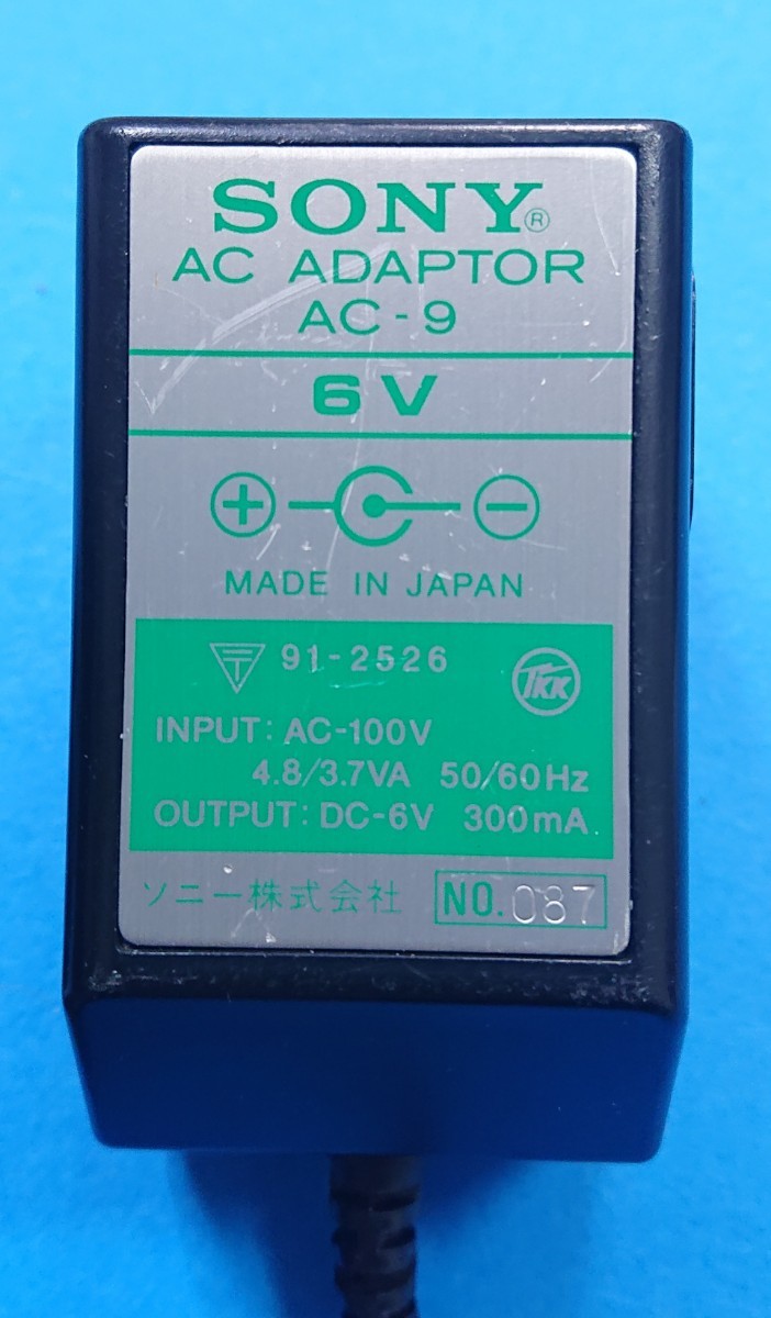 送料無料 即決 SONY AC-9 スカイセンサー (ICF-5800 ICF-5600 WM-D6(C) TC-D5(M)他用)BCLラジオ ラジカセ 6V 300mA ACアダプタ AC9 管SS _画像2