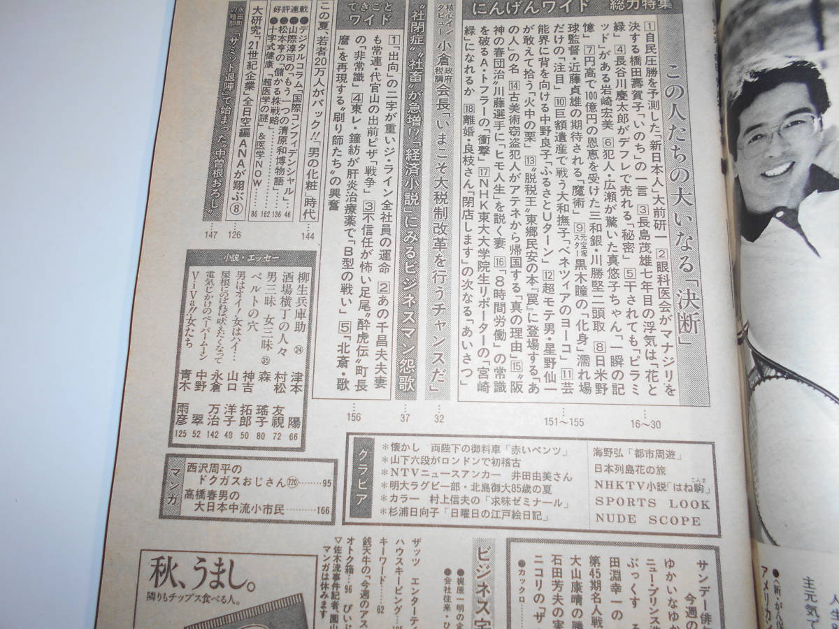 サンデー毎日 1986年昭和61年9 21 天皇陛下御料車・赤いベンツ/井田由美/イギリス留学の山下泰裕/室伏重信/北山忠治明大ラグビー監督_画像7