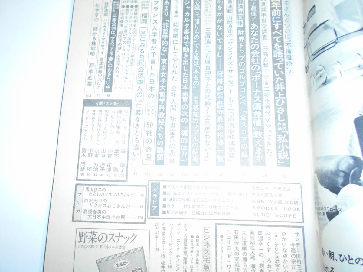 サンデー毎日 1986年昭和61年7 13 阪神 遠山昭治投手/有森也実/サラ・ファーガソン/井上ひさし 好子さんと不倫離婚/玉置浩二_画像9