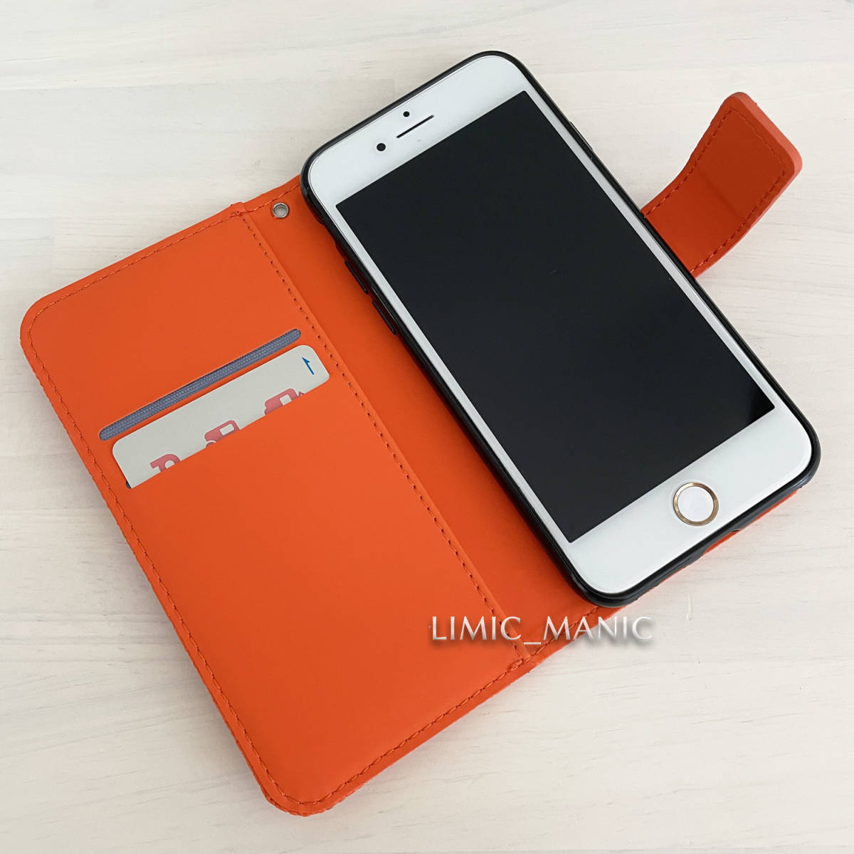 iPhone 7 8 SE (第2世代/第3世代) SE2 SE3 ケース スマホ 手帳型 カードケース オレンジ 橙 エスニック風 曼荼羅模様 アイフォン_画像5