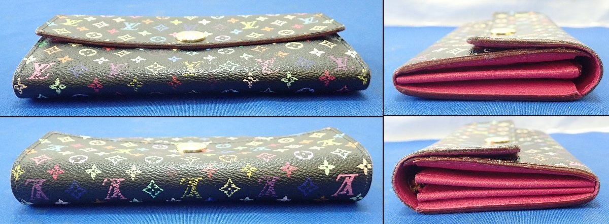 ◎LOUIS VUITTON　ルイ ヴィトン　モノグラム マルチカラー ノワール　ポルトフォイユ サラ　M93533　二つ折り 長財布　ネーム刻印あり_画像3