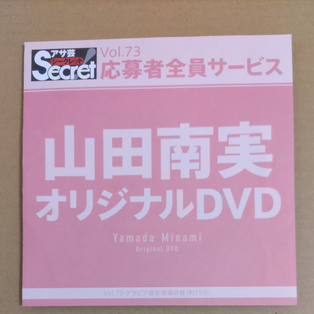 山田南実DVD(アサ芸シークレットVol.73応募券全員サービス オリジナルDVD)※開封済み