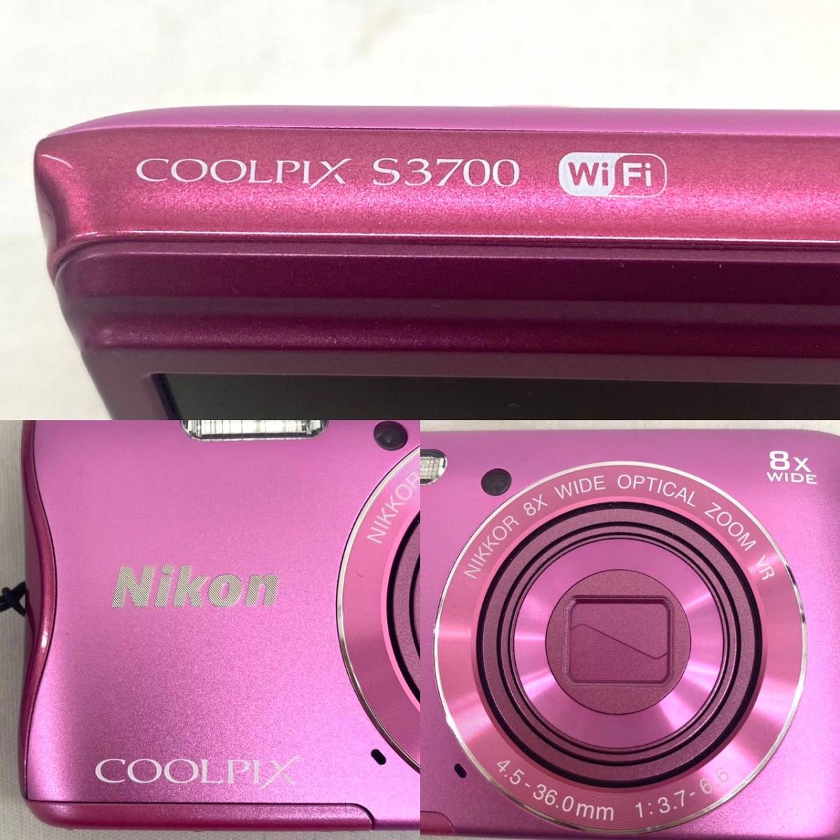 D6556*10　動作OK　Nikon　ニコン　COOLPIX　S3700　4.5-36.0㎜　1:3.7‐6.6　コンパクトデジタルカメラ　デジカメ　替えバッテリー付き_画像8