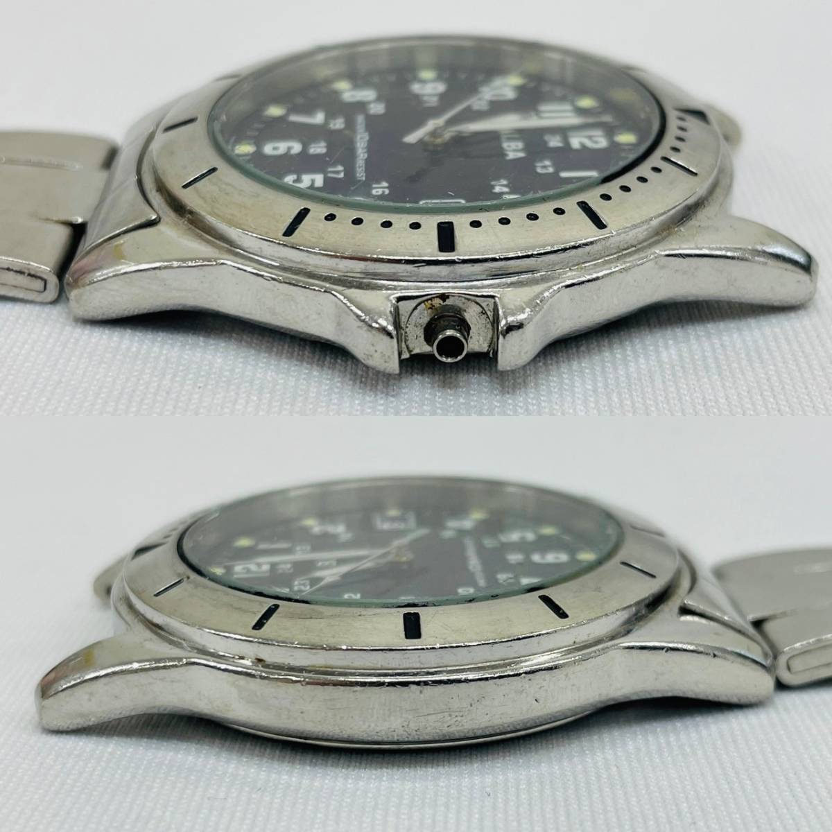 D6577*0.5　SEIKO　セイコー　ALBA　アルバ　V742-8A40　腕時計　紺文字盤　10気圧防水　デイト　クオーツ　メンズ_画像4