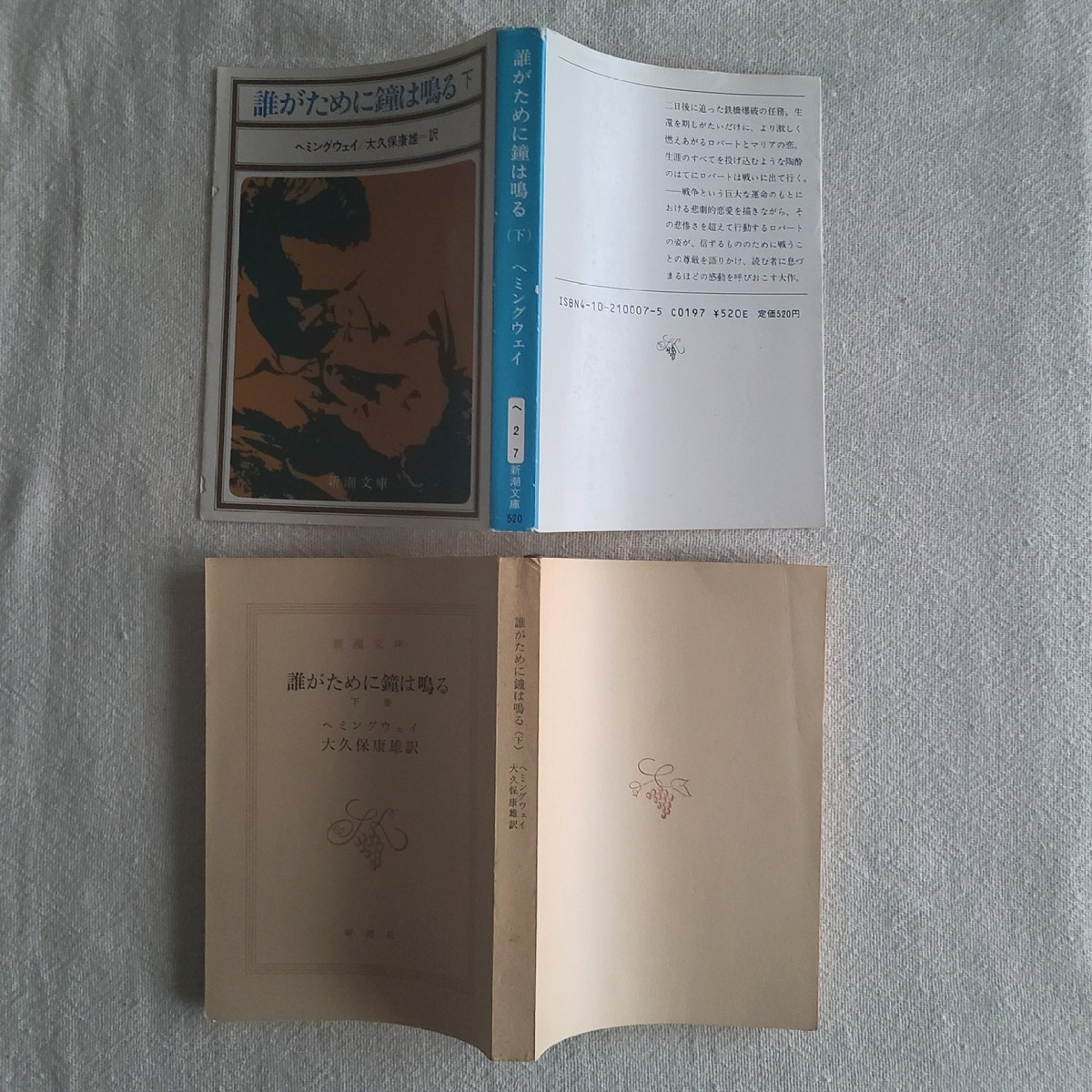 新潮文庫　誰がために鐘は鳴る上下セット　アーネスト・ヘミングウェイ(著)_画像5