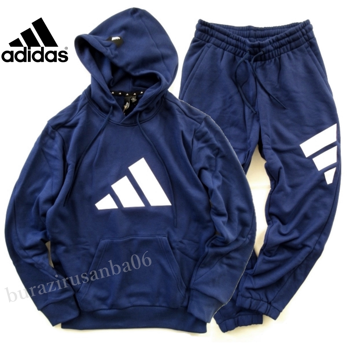 メンズ O（XL)◆未使用 定価1.3万 adidas アディダス スウェット 上下 グラフィック BIGロゴ パーカー スウェットパンツ セットアップ_画像1