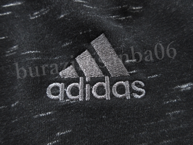 メンズ L ◆未使用 adidas アディダス スウェット 上下 フーディー パーカー スウェットパンツ セットアップ 杢黒 ブラックメランジ_画像4