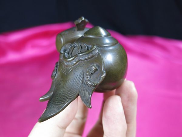 ブランド品専門の /寺院 金工 珍品 江戸時代 古銅宝尽くし書鎮 c 大黒天 釈迦 如来 その他