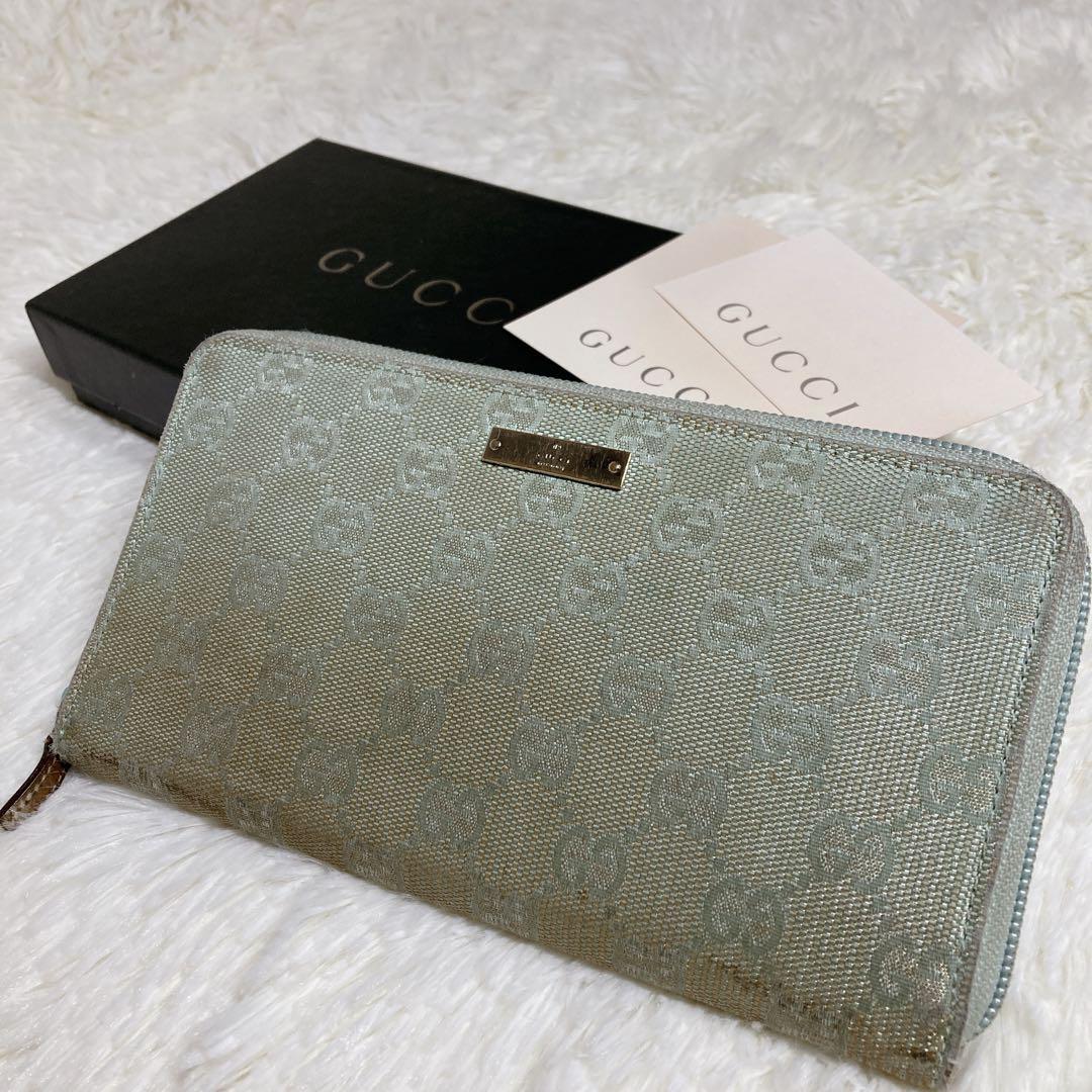 GUCCI グッチ 長財布 ラウンドジップ グッチシマ キャンバス