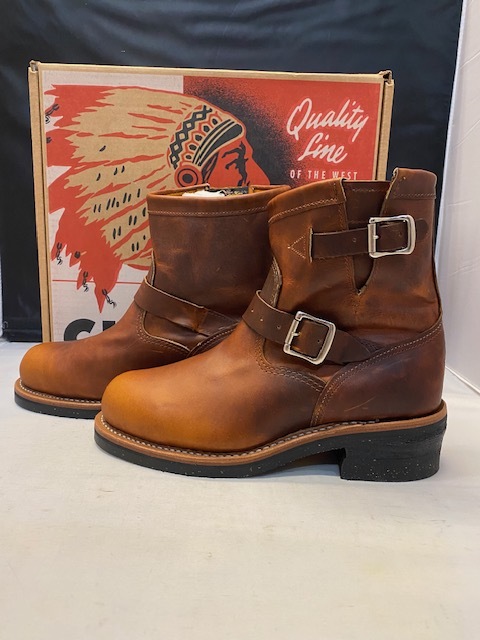 【新品】CHIPPEWA 7 ENGINEER BOOTS 1901M12 TAN RENEGADE Eワイズ US7.0 25.0cm チペワ ショート エンジニア ブーツ タン オイルドレザー _画像2